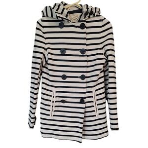 Gloverall Striped jersey‎ 90 Hooded Double Breasted preacoat Made in England